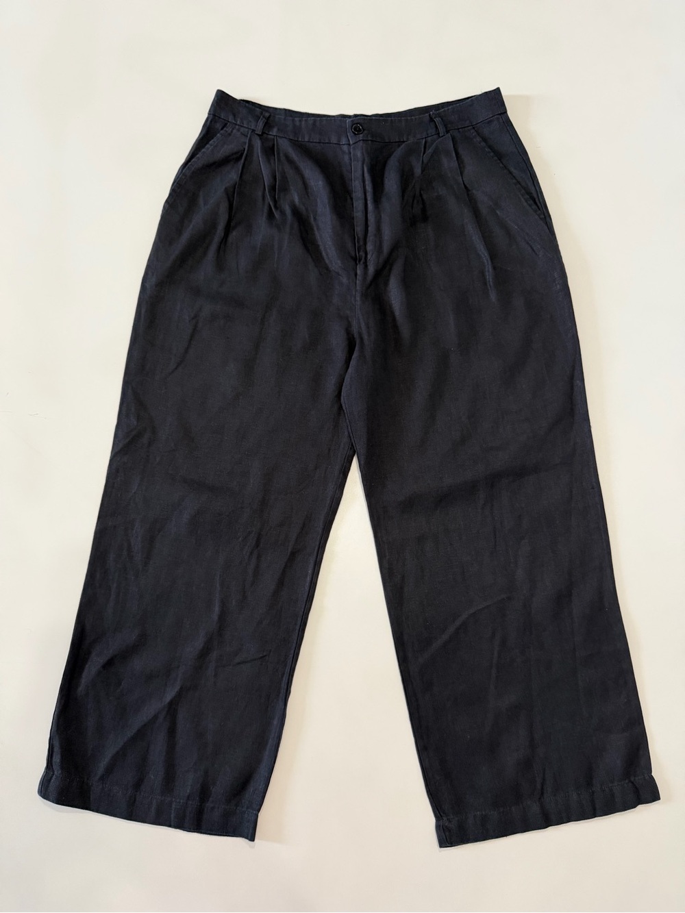 Reformation Women’s Black Wide-Leg Linen Chinos Pants Size 12